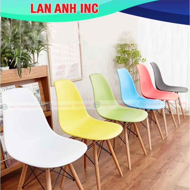 [Mã LIFE910100K giảm 10% đơn 300K] Ghế văn phòng nhựa chân gỗ cao tựa lưng giá rẻ eames LA-GN128-1