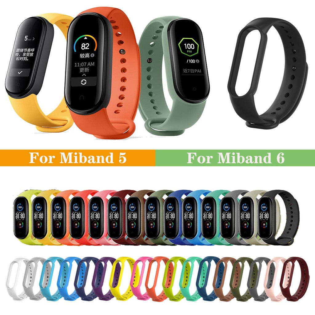 Dây Đeo Thay Thế Chất Liệu Silicon Màu Trơn Dành Cho Xiaomi Mi Band 5 / Miband 6