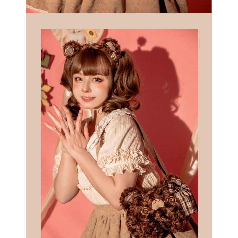 「NANACO」LOLITA JK Túi Đeo Chéo Gấu Lười