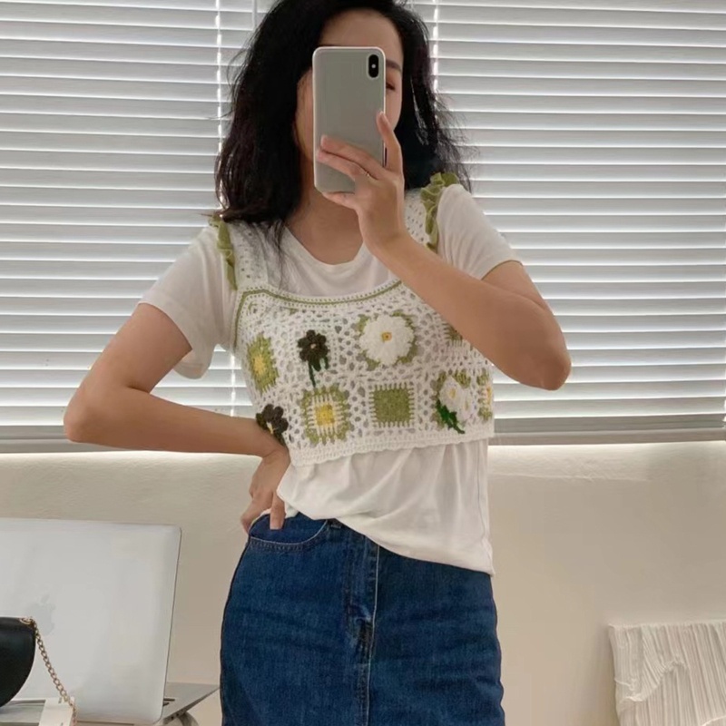 Áo Tank Top Dệt Kim Không Tay Khoét Lỗ Dễ Thương Thời Trang Cho Bạn Gái