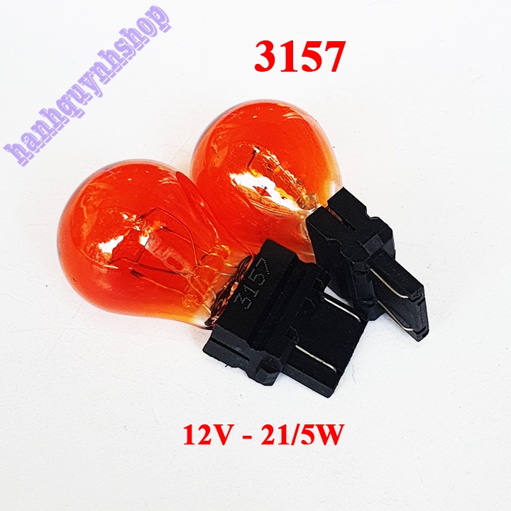 2 Bóng đèn ô tô 3157 12V 21/5W màu vàng 2 tóc halogen đui cắm