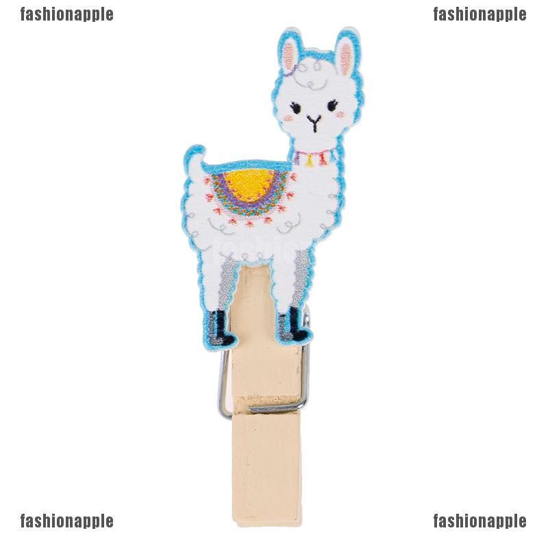 Favn Set 10 Kẹp Gỗ Treo Ảnh Hình Lạc Đà Xương Rồng Alpaca Llamas Hawaiian Kèm Dây Treo