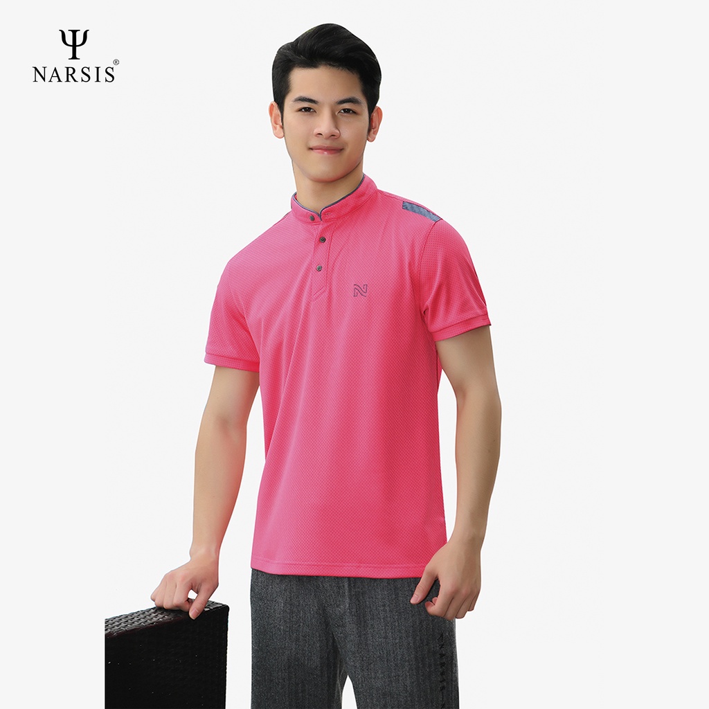 [Mã BMLTA50 giảm 10% đơn 99K] Áo phông nam D8008 Narsis cổ trụ màu hồng