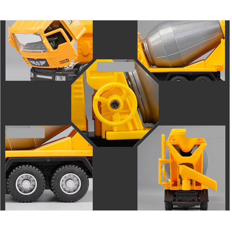 Xe bồn, chở bê tông đồ chơi trẻ em có đèn và âm thanh tỉ lệ 1:50