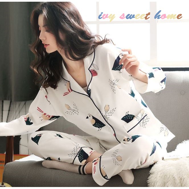 Đồ Bộ Pijama Nữ Dài Tay Cotton Chất Đẹp  Ivy Sweet Home