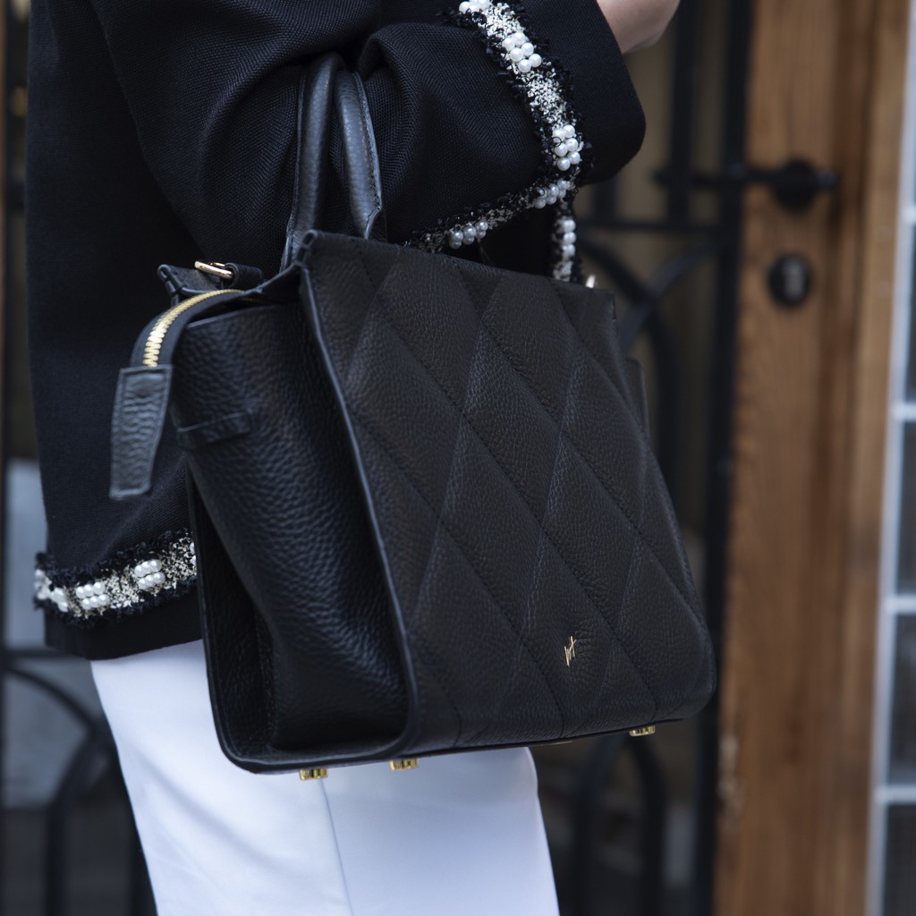 Túi Xách Nữ Da Bò Có Quai Đeo Cao Cấp Màu Trắng, Màu Đen WT Leather FENSE-F