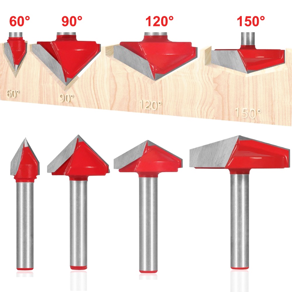Mũi Khoan Chữ v 60 Độ Dày 6mm Chuyên Dụng Cho Điêu Khắc Gỗ° 90° 120° 150° Mũi Khoan Hình Chữ v Chuyên Dụng Cao Cấp