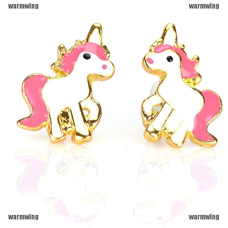 Set 3 Vòng cổ + Bông Tai Hình Ngựa Một Sừng Hoạt Hình Màu Hồng