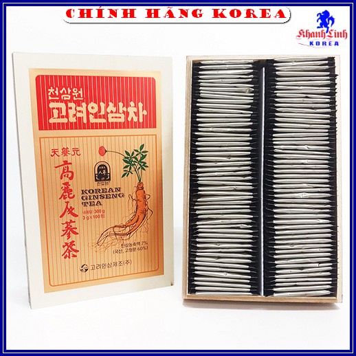 Trà Sâm Hộp Gỗ Hàn Quốc Chính Hãng Okinsam, Hộp 100 gói x 3gr