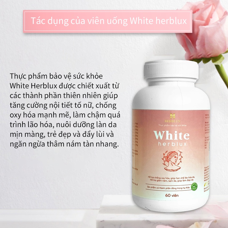 Viên uống trắng da WHITE HERBLUX chống lão hóa collagen làm đẹp da giảm thâm nám