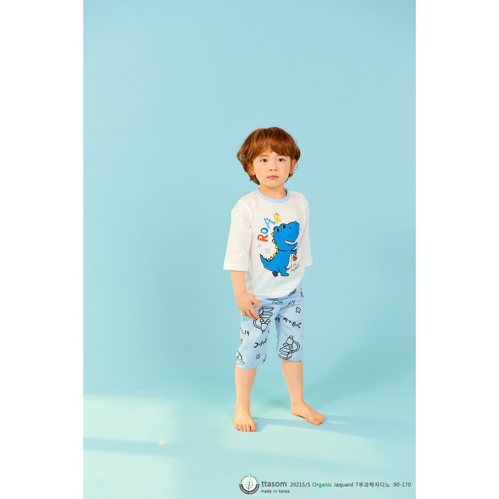 BỘ LỬNG CAO CẤP BÉ TRAI CỦA HÃNG TTASOM, CHẤT COTTON GIẤY ORGANIC, KHỦNG LONG XANH