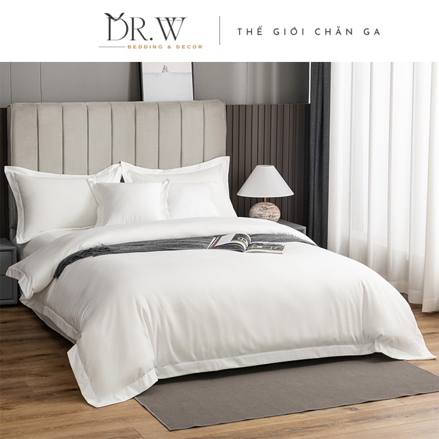 Bộ chăn ga giường nệm set 5 món cotton T400 DR.W cao cấp chuyên sử dụng cho khách sạn resort villa 4-5 sao chuẩn quốc tế