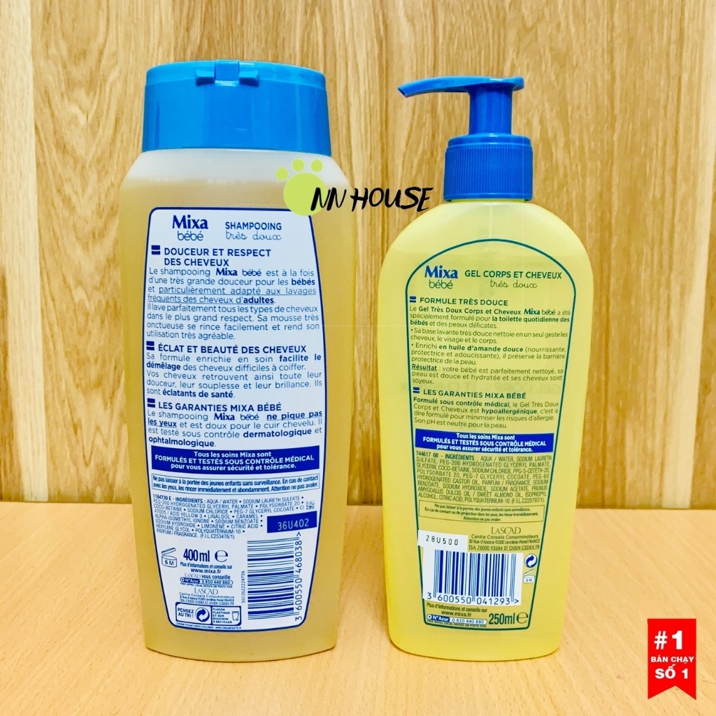 Dầu gội Mixa bebe dưỡng tóc bóng mượt an toàn cho bé từ sơ sinh, dầu gội đầu trẻ em, baby Shampoo, hàng có bill NN HOUSE