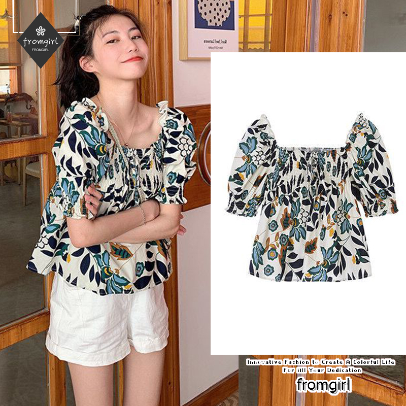 Áo Sơ Mi Tay Ngắn Cổ Tròn Họa Tiết Hoa Thời Trang Mùa Hè