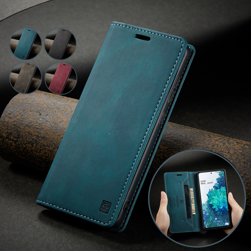 Bao da điện thoại kiểu ví thẻ gập nam châm cho Samsung S21 S20 FE Ultra S10 S9 S8 Plus