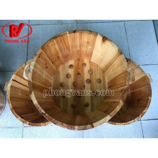 Thùng ngâm chân gỗ thông gắn hạt