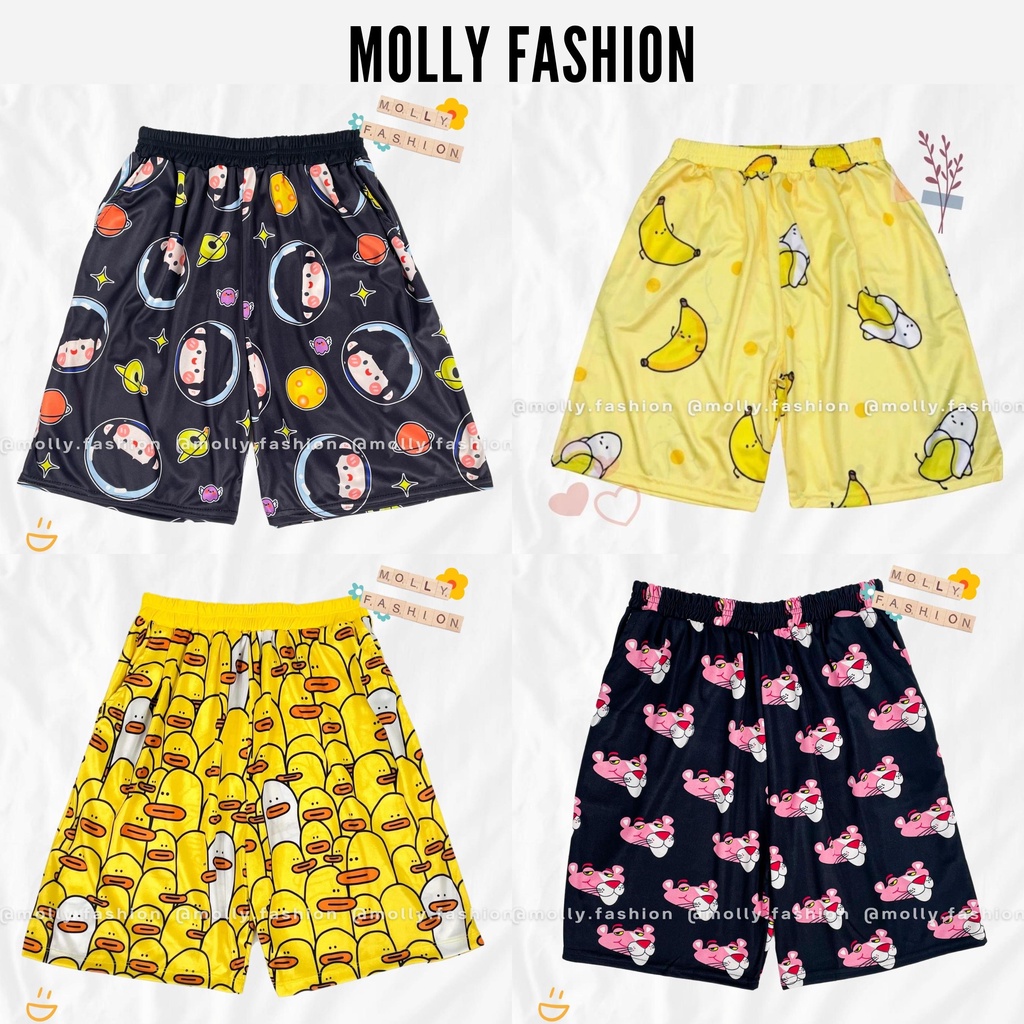 Quần Short hoạt hình Unisex BST 04 ❤️ Quần đùi nam nữ mặc nhà Freesize 38-65kg Molly Fashion