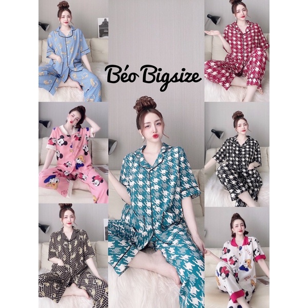 Đồ Bộ Pyjama Bigsize -Béo Bigsize 55-95kg Cao Cấp Mặc Nhà Đẹp,Chất Lụa Nhật mát xịn