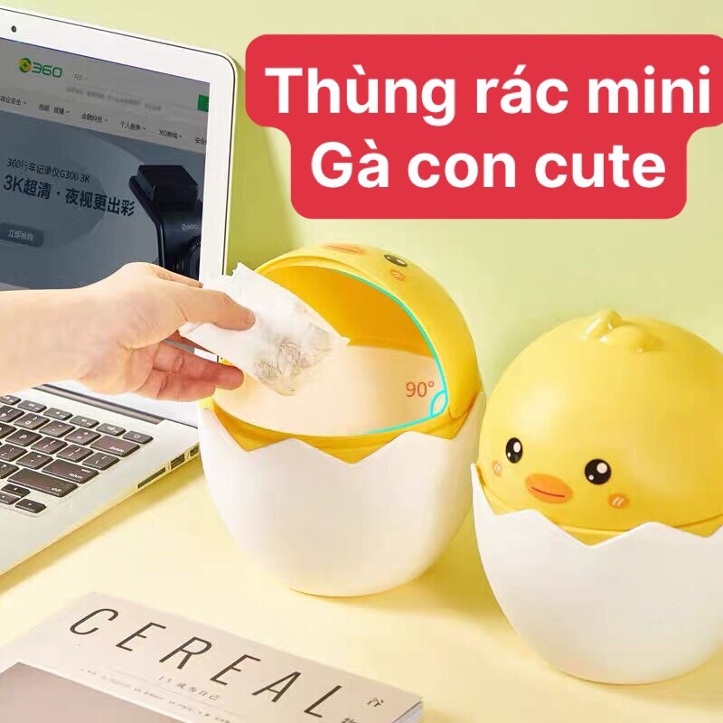 Thùng rác nhựa mini để bàn cute hình gà, ong