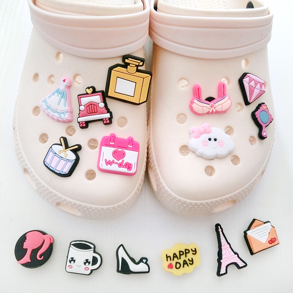 Phụ kiện trang trí dép crocs bằng PVC kiểu dáng dễ thương tùy chọn có thể tháo rời