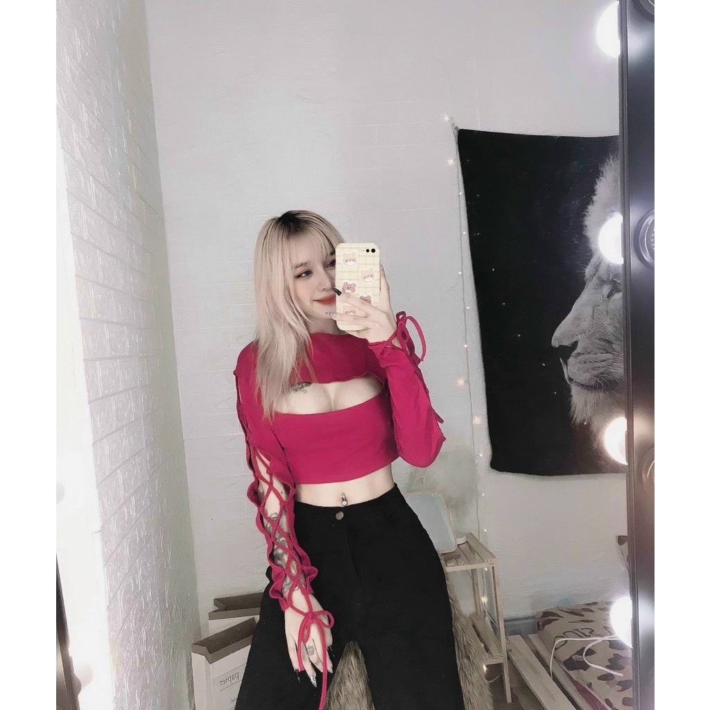 siêu hot áo kiểu cut out hở ngực sexy đan dây tay