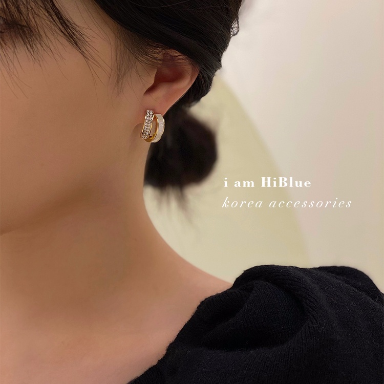 Bông Tai Chữ C Đính Đá Lấp Lánh Thời Trang Hàn Quốc Cho Nữ