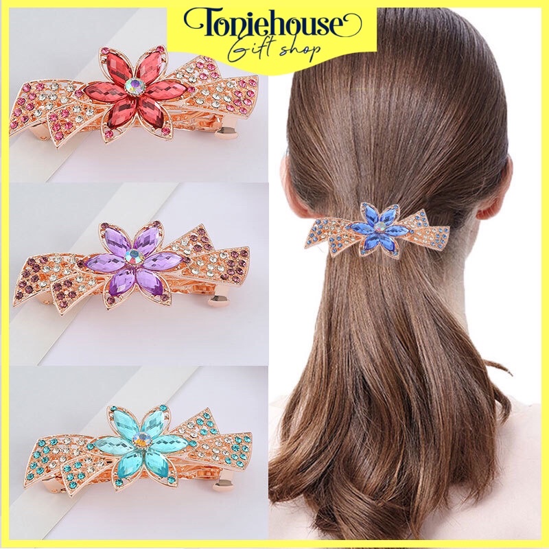 Kẹp tóc hoa đính đá nhân tạo cho nữ_ Mẫu mới
