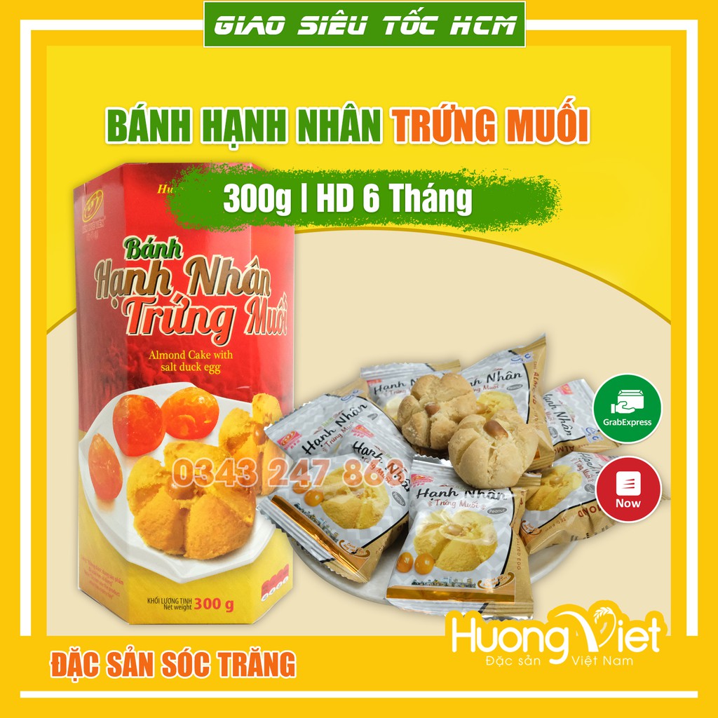 Bánh hạnh nhân trứng muối 300g, bánh hạnh nhân Tân Huê Viên Sóc Trăng, bánh kẹo ăn vặt