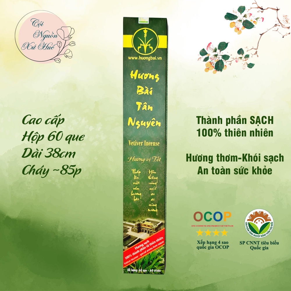 Nhang sạch Tân Nguyên, hương bài cao cấp thành phần hoàn toàn tự nhiên hộp 60 que, 80 que