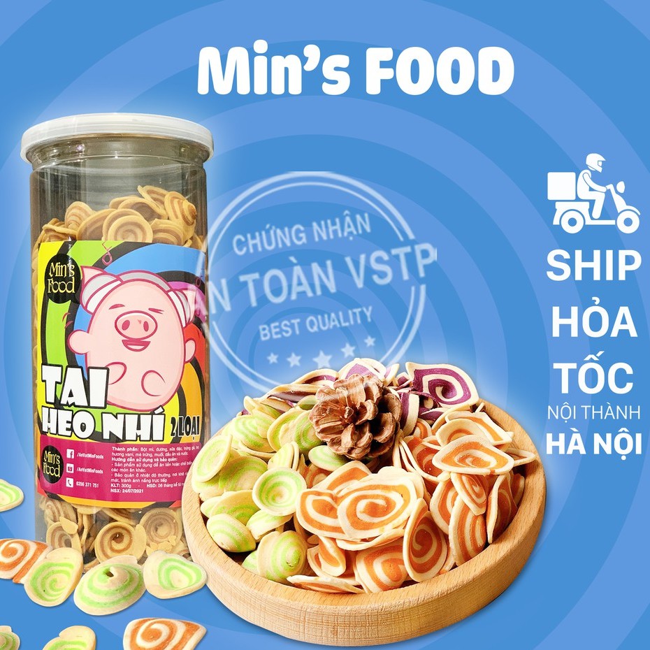 Bánh tai heo nhí 2 vị 300g vị trà xanh vị socola ăn vặt Min's food ngon đảm bảo chất lượng