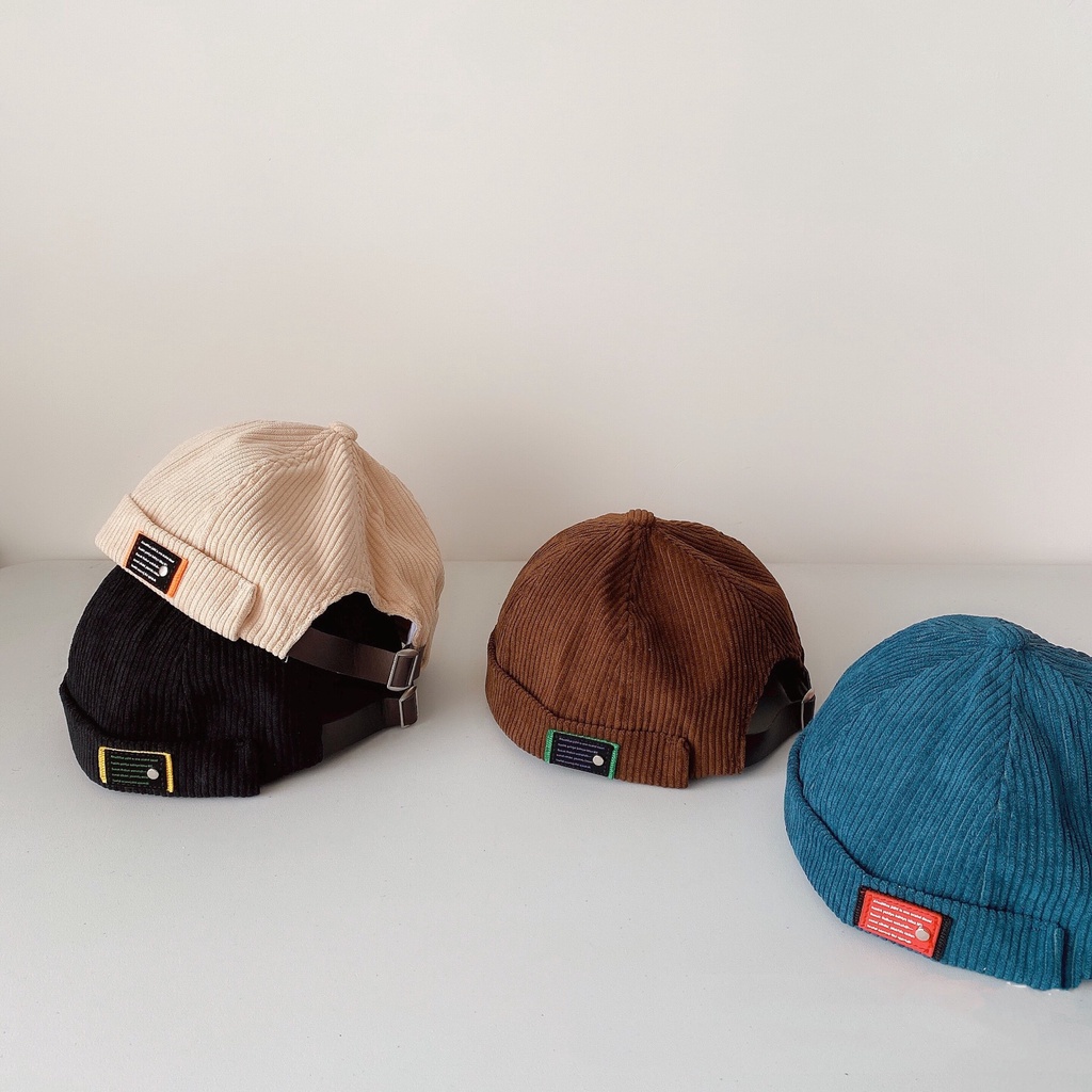 Mũ lưỡi trai vải nhung phối da phong cách hip hop cá tính dành cho gia đình