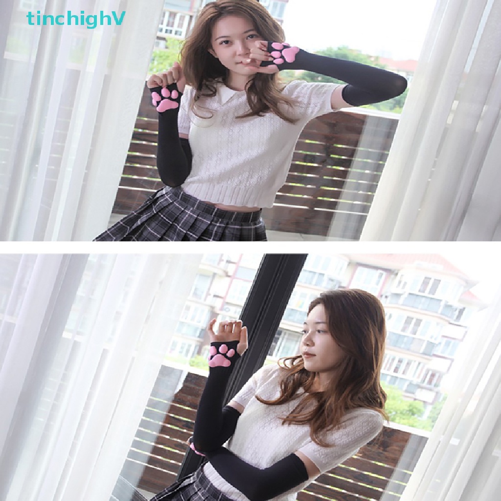 Găng Tay Chống Nắng UV Co Giãn Hình Chân Mèo Dễ Thương