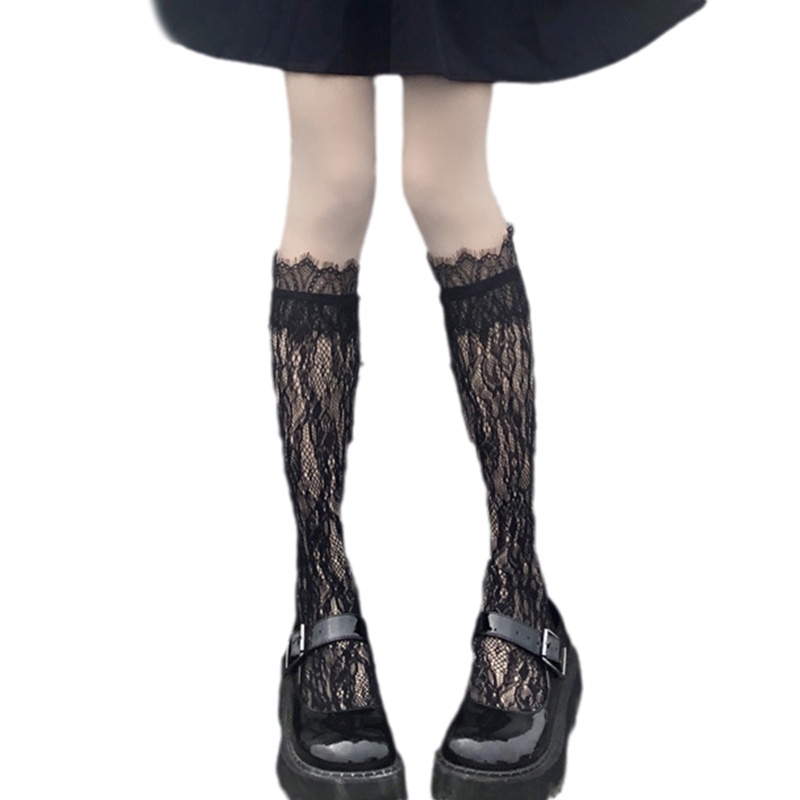 Xixi Vớ Cao Đến Đầu Gối Phối Ren Hoa Màu Trơn Phong Cách Harajuku Nhật Bản Đáng Yêu Cho Nữ