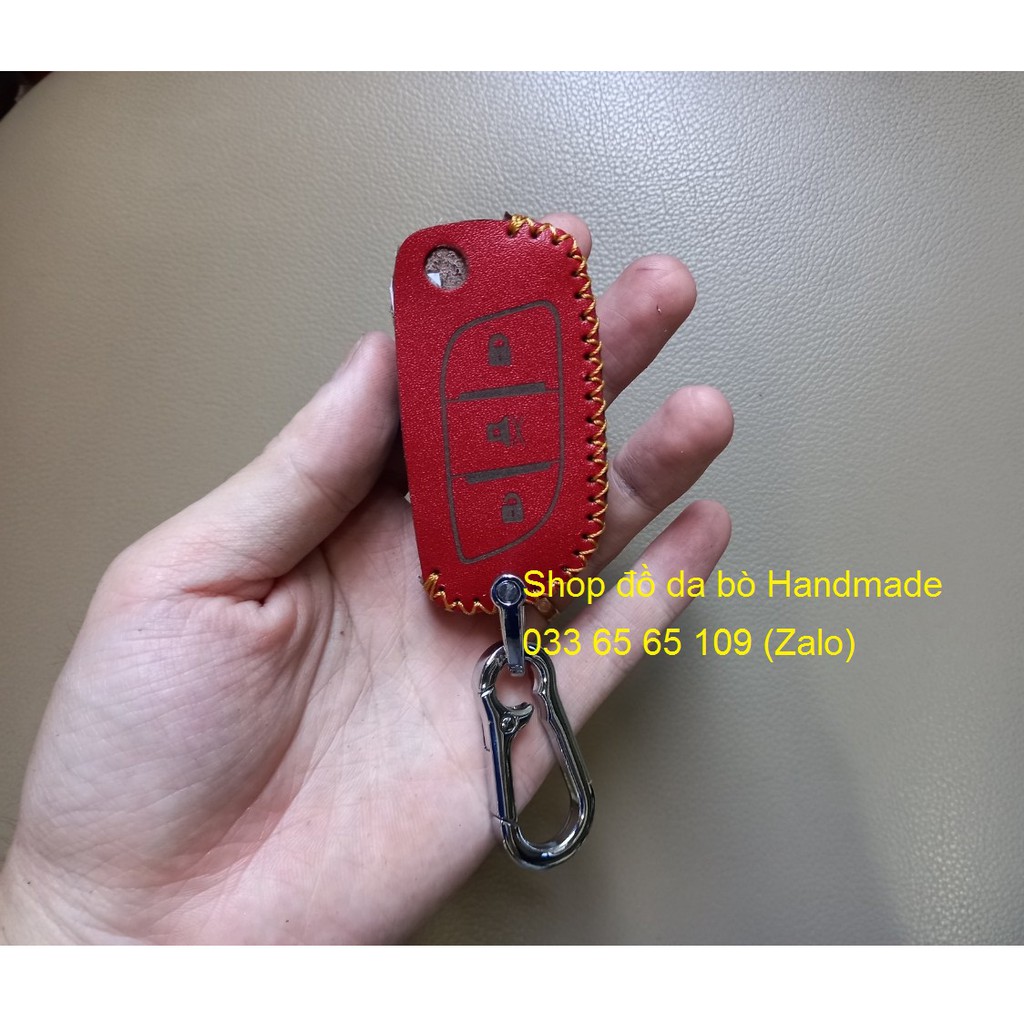 [Da bò 100%] Bao da chìa độ, chìa chế chìa gập, kèm tặng móc khóa (01)
