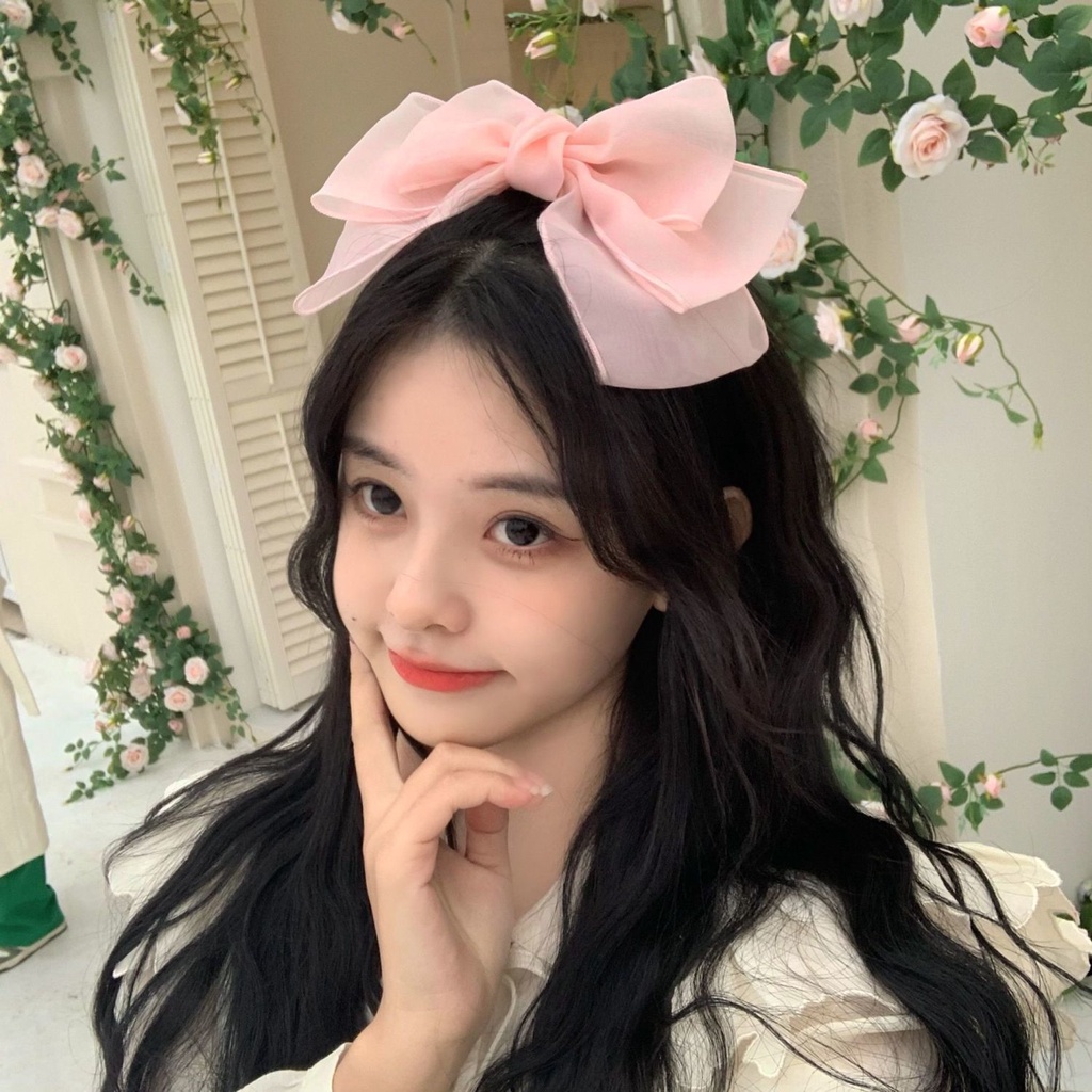 Kẹp Tóc Hình Nơ Lưng Màu Hồng Hoa Anh Đào Hàn Quốc Cho Nữ
