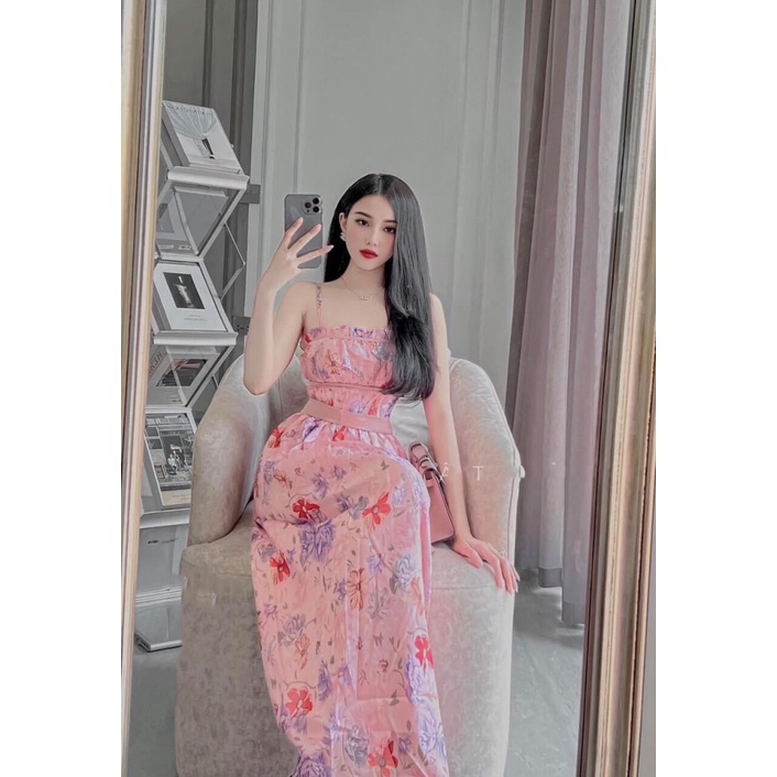 (Free Ship) SIÊU PHẨM | ĐẦM VOAN HAI DÂY CÓ ĐAI EO PHỐI HOA XINH CÀNG THÊM XINH UP Shop VLTN