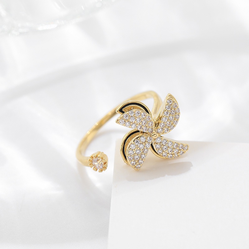 [Jiudoulan] Nhẫn Hở Mạ Vàng Hình Cối Xay Gió Nhỏ Có Thể Điều Chỉnh Cho Nữ