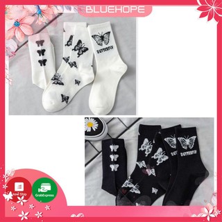 [Mã FASTGRET4 giảm 10% đơn 99K] [HOT] Tất Butterfly 2 màu đen trắng ( 6 kiểu)
