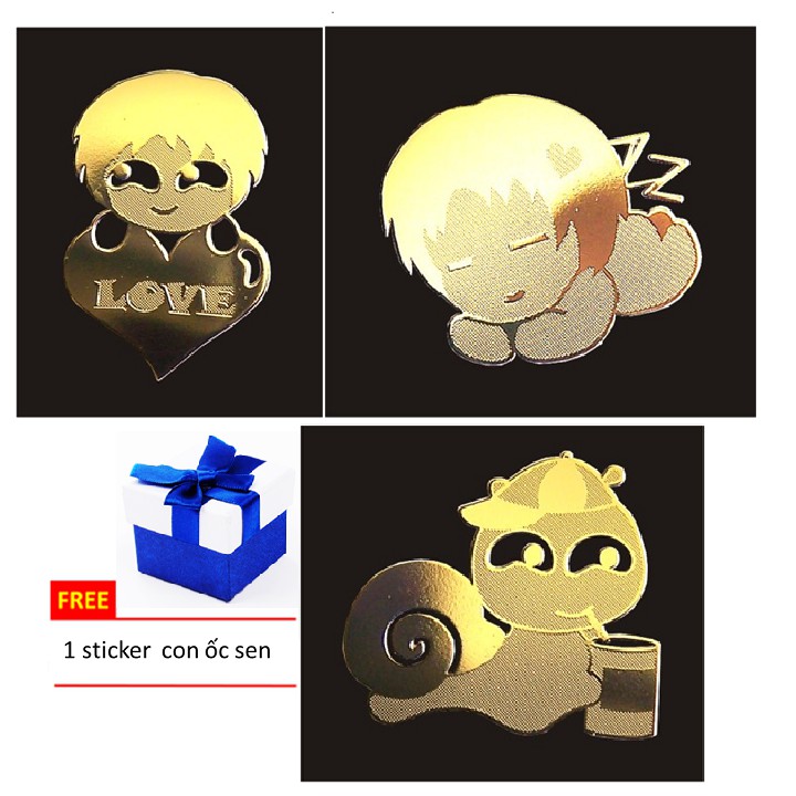 Bộ 2 sticker dán điện thoại : Baby love + baby sleep tặng 1 ốc sên chắn sóng điện từ