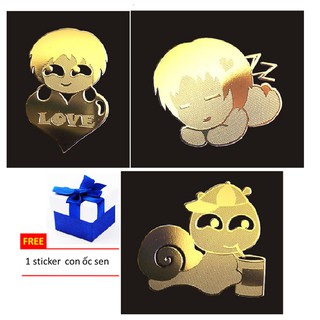 Bộ 2 sticker dán điện thoại : Baby love + baby sleep tặng 1 ốc sên chắn sóng điện từ