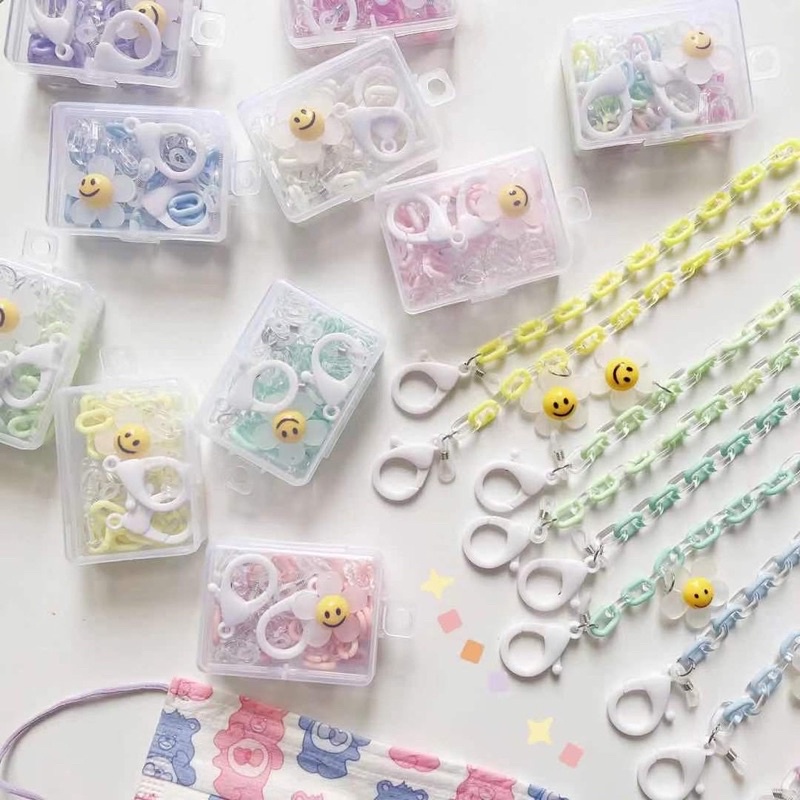 DIY Tự làm dây đeo khẩu trang- mẫu hoa mix 2 màu