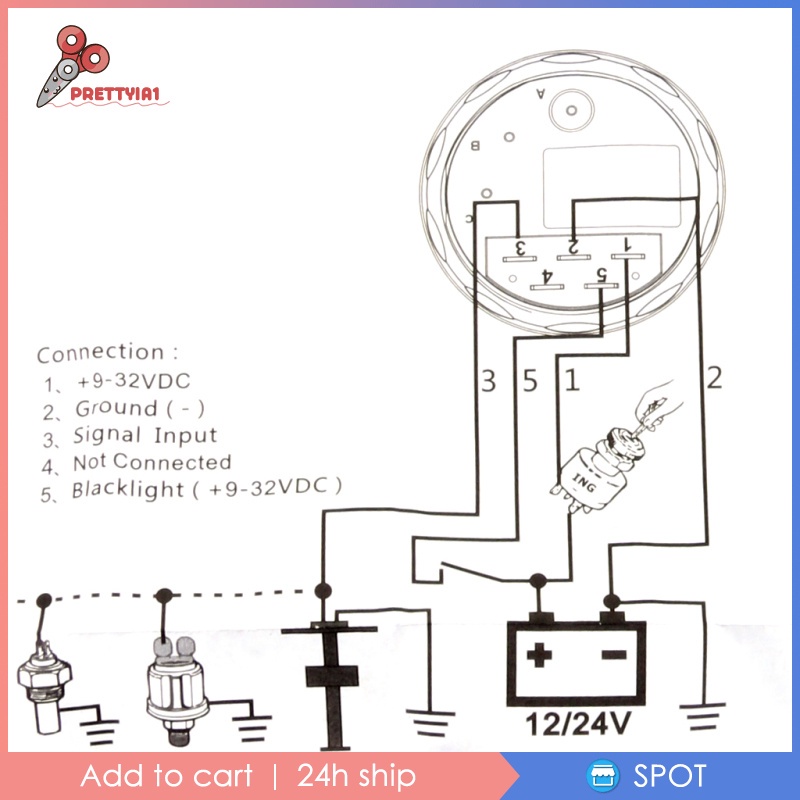 [Prettyia1] Đồng Hồ Đo Mức Độ Nhiên Liệu Xe Hơi Tàu Thuyền 2 "LED Chống Thấm Nước Màu Trắng