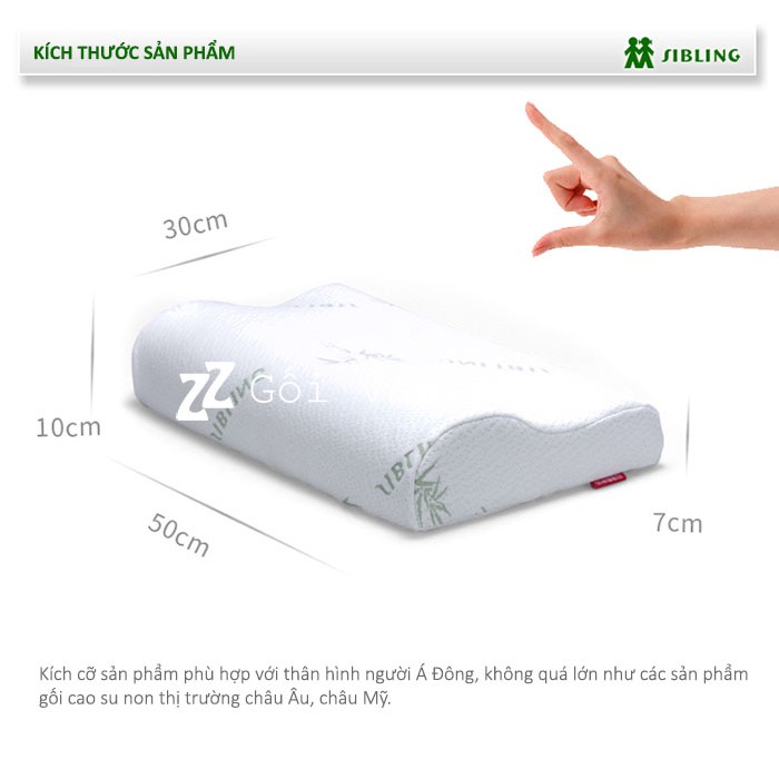 Gối ngủ Bamboo sợi tre cao su non loại xịn ZURI PILLOW GDH-03