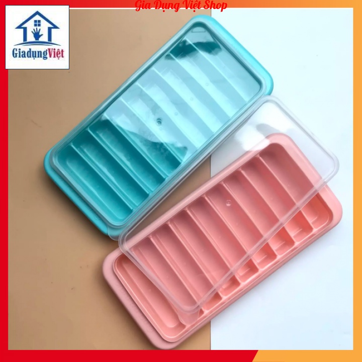 Khay Đá Thanh 8 Viên Có Nắp Đậy Tiện Lợi Nhựa Việt Nhật