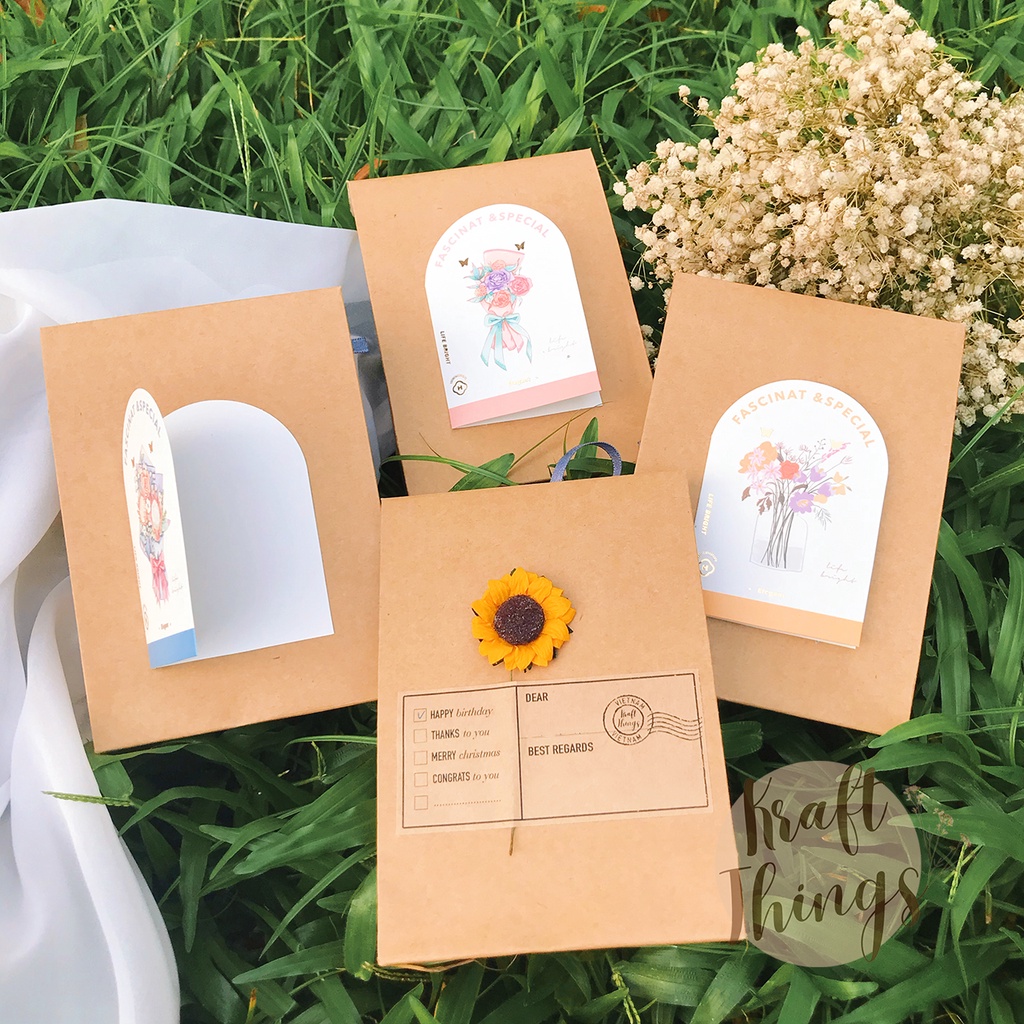 Túi đựng quà kraft nắp gập, túi giấy đựng son, phụ kiện, quà cảm ơn tiệc cưới vintage kèm nơ T02