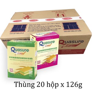 Thùng 20 Hộp Bánh bông lan ăn kiêng Quasure Hương Cốm & Dâu 126gr