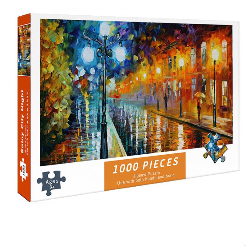 Bộ Tranh Ghép Xếp Hình 1000 Pcs Jigsaw Puzzle Tranh Ghép (75*50cm) Đêm Thành Phố Mưa Bản Đẹp Cao Cấp-H6