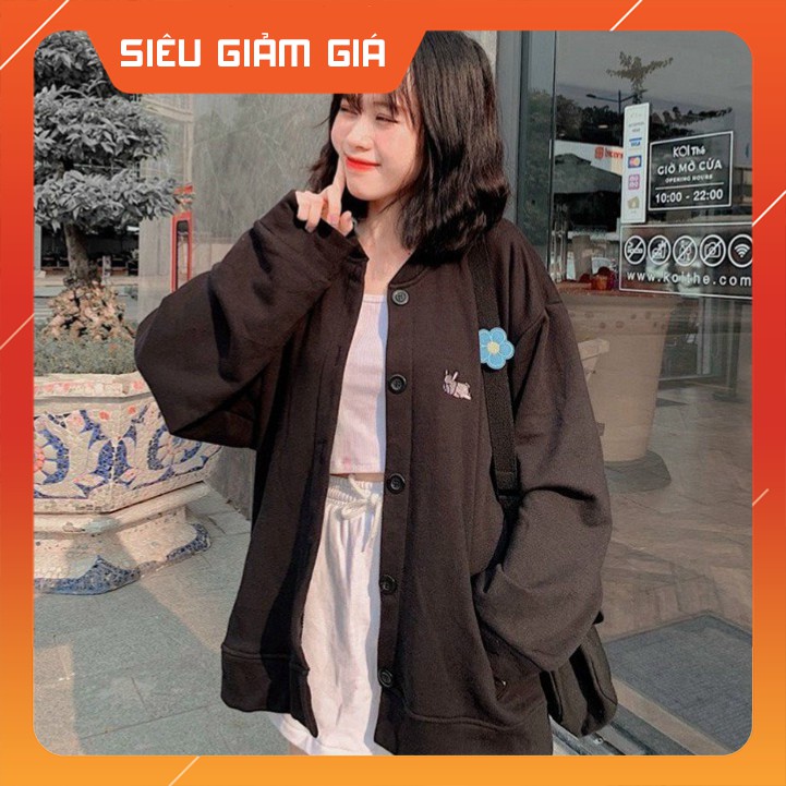 Áo Khoác Cardigan Nỉ Bông Ngoại, Form Rộng Freesize