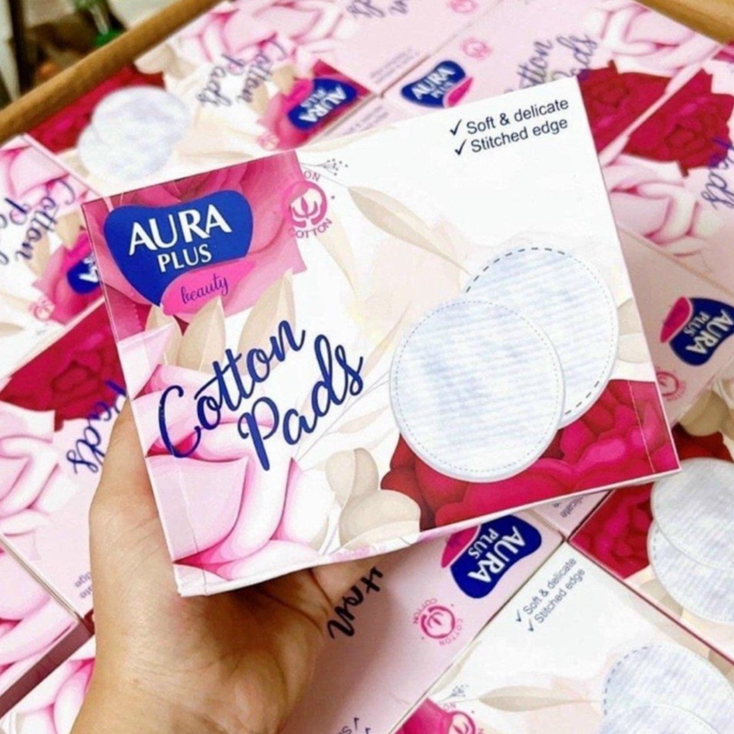 [Ảnh thật] Bông tẩy trang aura plus dạng hộp tiện dụng mẫu mới