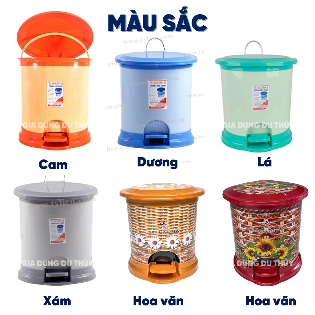 Thùng rác nhựa đạp chân hình OVAL, thùng rác nhựa có nắp size mini, nhỏ, trung, lớn đựng rác văn phòng, rác nhà bếp